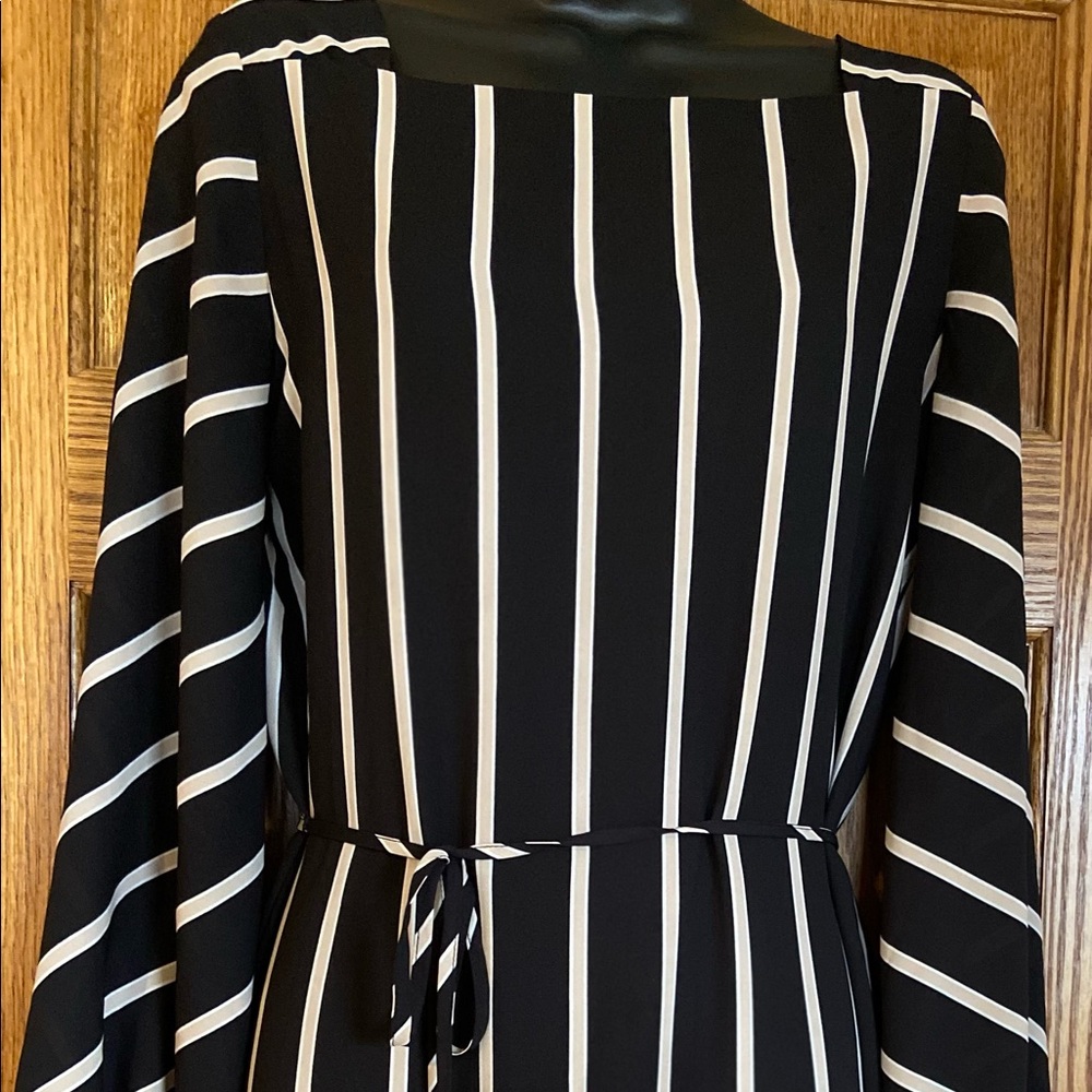 LOFT Black and White Striped Dress